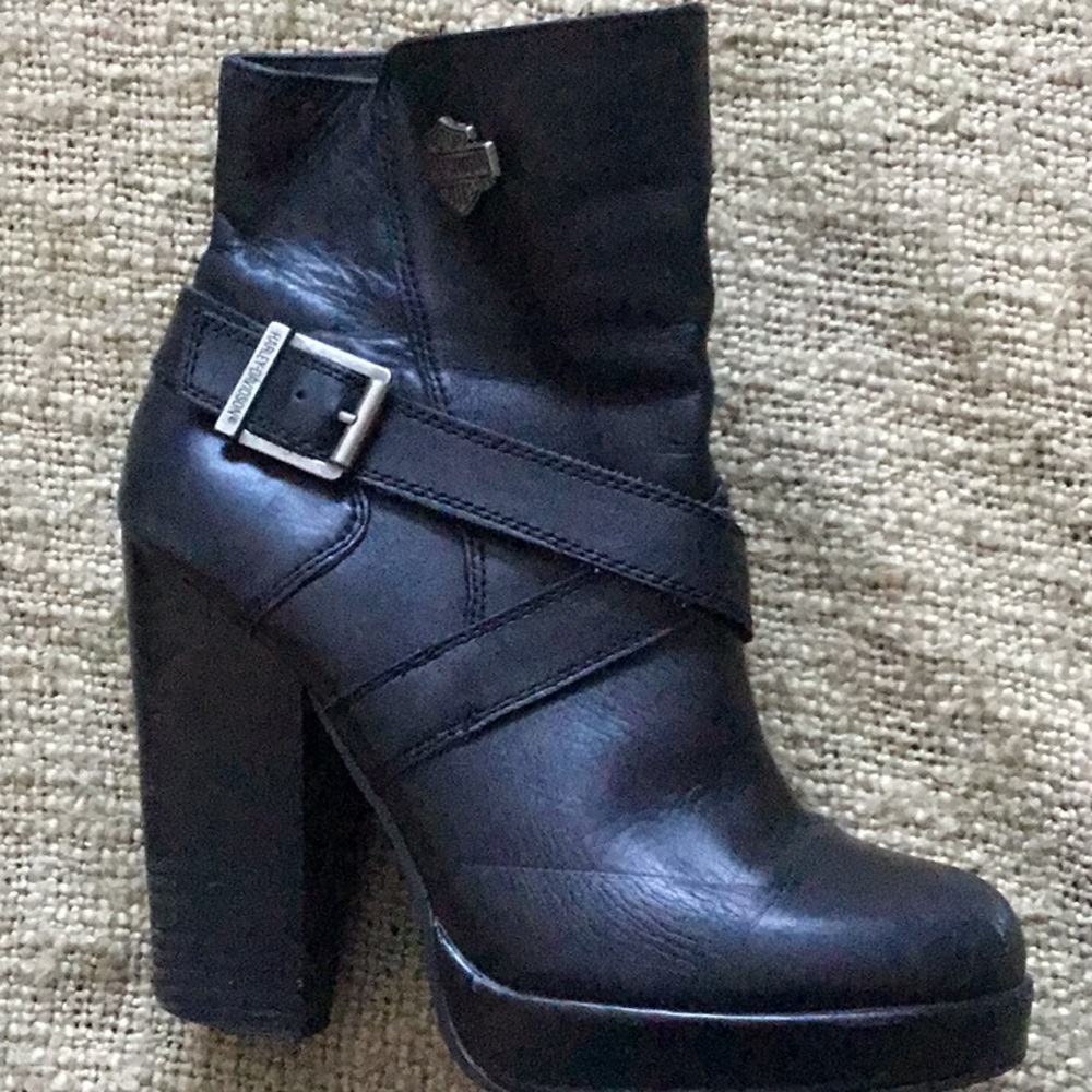 Harley-Davidson black leather booties